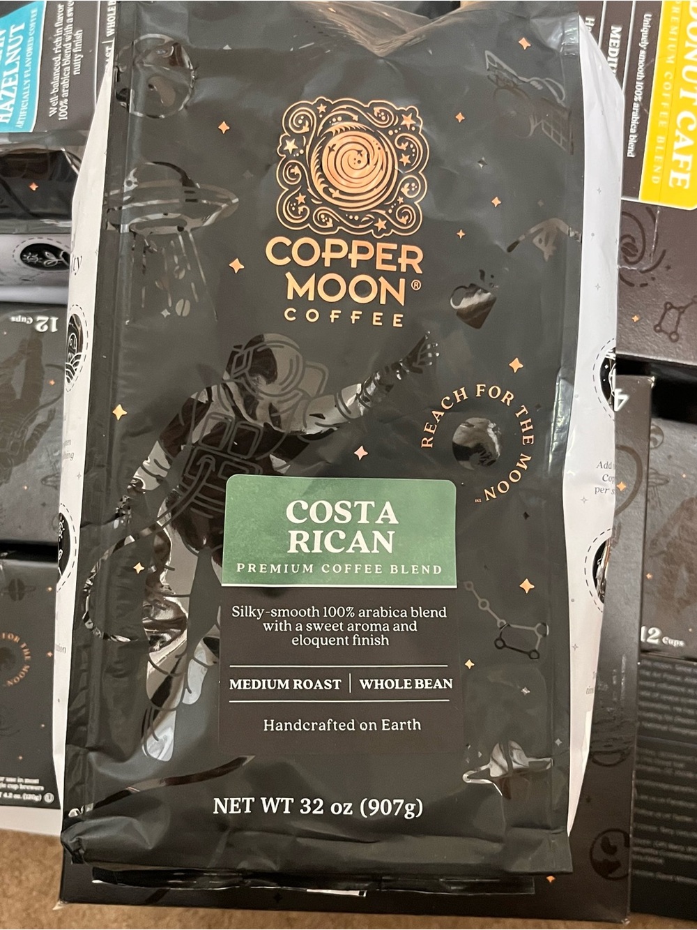 Copper Moon Costa Rican Premium Coffee - Black & Green Bag